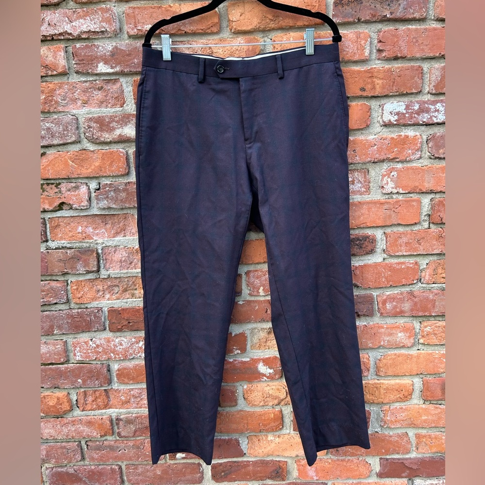 Lauren Ralph Lauren Blue Dress Pants 100% Wool Subtle Plaid 33x30